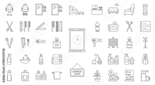 Various household and office supplies icons.