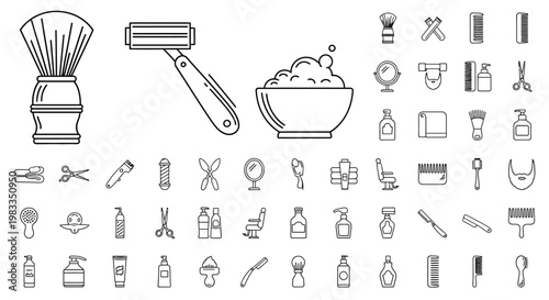 Collection of grooming and shaving tools.