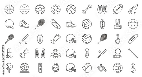 Collection of sports icons and symbols.