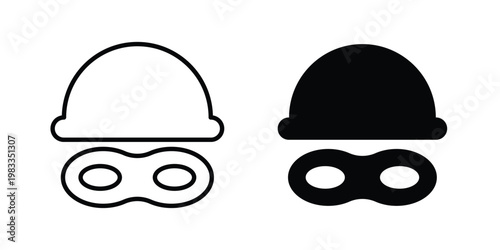 Thief icon outline style. Black solid silhouette style icons