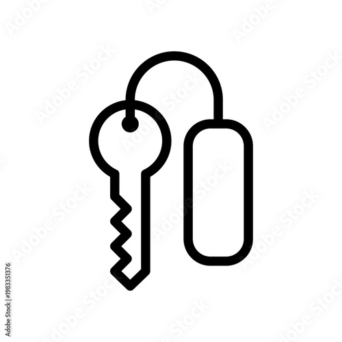 House Key With Key Tag Icon Outline Symbol for Home Security, Access and Property Ownership