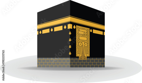 Holy Kaaba in Mecca Minimalist Vector Illustration