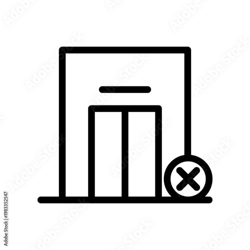 Elevator icon with a cross sign. Lift sign vector. Elevator entrance sign.