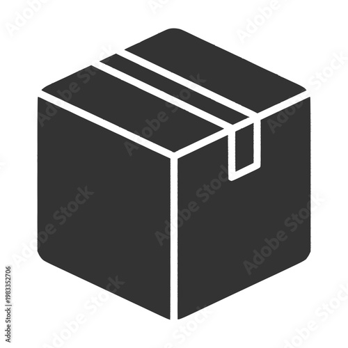 Dark Gray Sealed Cardboard Box Tape Icon Simple Flat Design Delivery Package Symbol