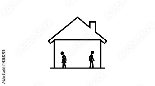Separation or Divorce Two Figures Inside a Simple House