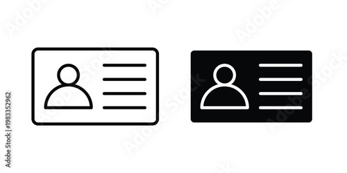 user id icon outline style. Black solid silhouette style icons