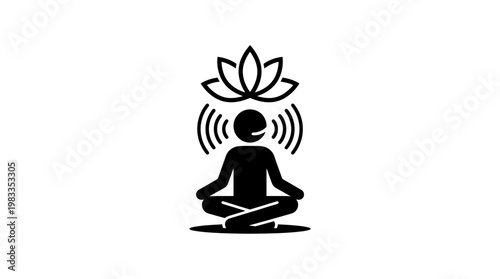 Meditating Figure with Floating Lotus Flower