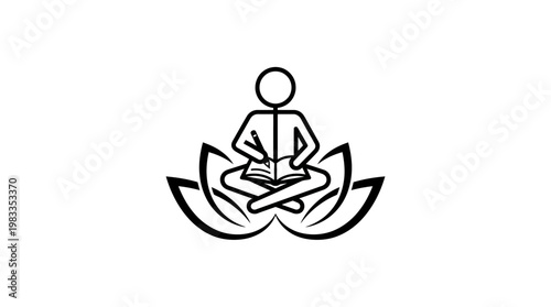 Meditative Reading Stick Figure in Lotus Position