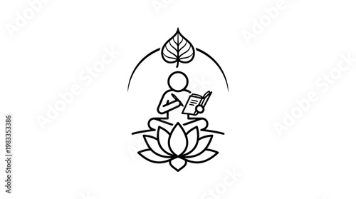 Meditating Figure with Lotus and Leaf Element