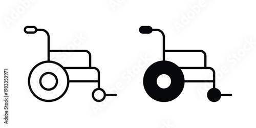 Wheelchair icon outline style. Black solid silhouette style icons