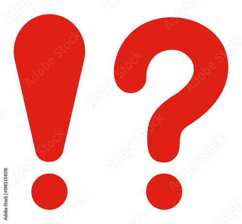 びっくりマークとはてなマークの驚きアイコンイラスト