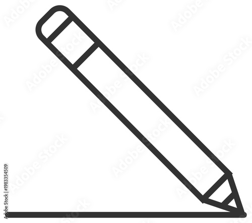 Black line art vector icon of a pencil drawing a straight line, minimalist design symbol for creativity, education, writing, and sketching, isolated on white background, scalable graphic.