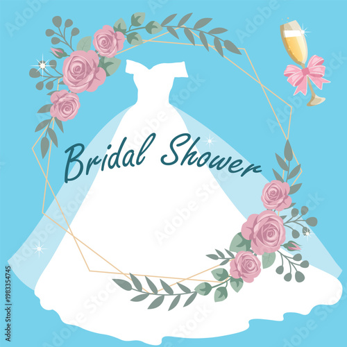 Bridal shower invitation with wedding dress