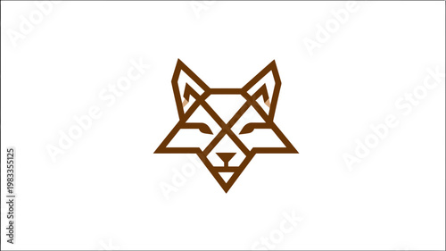Geometric fox head logo design in minimalist line art style, abstract animal illustration on a white background
