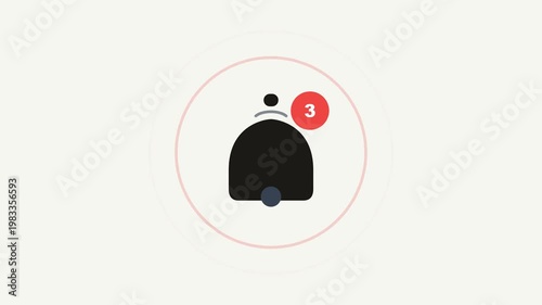 Minimalist Social Media Notification Bell Icon with Red Alert Counter Badge