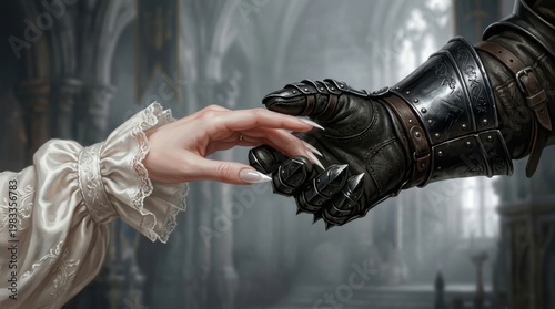 Medieval Fantasy Close Up of Knight Holding Woman Hand