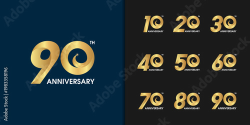 Set of premium anniversary logotype. Golden anniversary celebration emblem design .