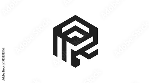 Modern abstract geometric hexagonal logo design with interconnected lines and shapes, professional minimalist digital icon symbol