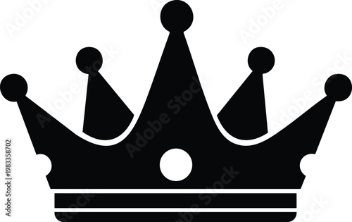 Classic black and white illustration of a royal crown with five points