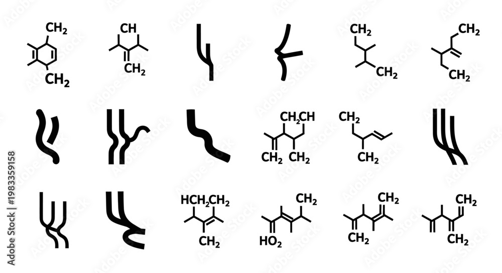 Obraz premium Chemical structure formulas, molecular models, organic compounds, chemistry illustrations, scientific diagrams