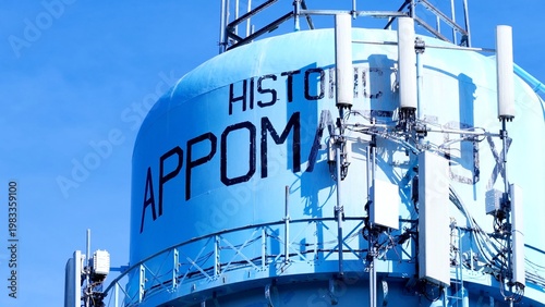 Water Tower in Appomattox Virginia Rural Town Aerial Landscape