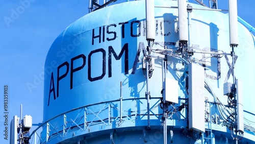 Water Tower in Appomattox Virginia Rural Town Aerial Landscape