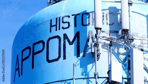Water Tower in Appomattox Virginia Rural Town Aerial Landscape