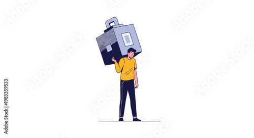 Man Carrying Heavy Briefcase Symbolizing Work Pressure and Career Challenges