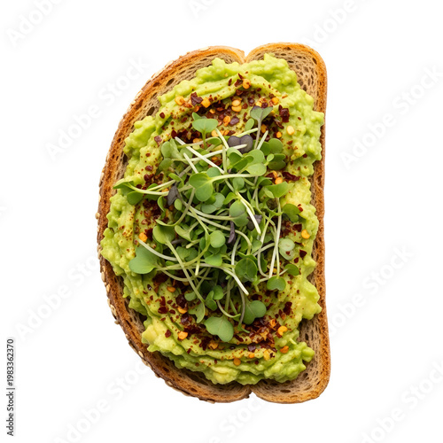 Healthy Avocado and Microgreens Toast on Whole Grain Bread for Nutritious Breakfast or Snack