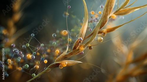 Wallpaper Mural Detailed Visualization of Wheat Plant with Micro Nutrient Molecules in Close-Up Focus Torontodigital.ca