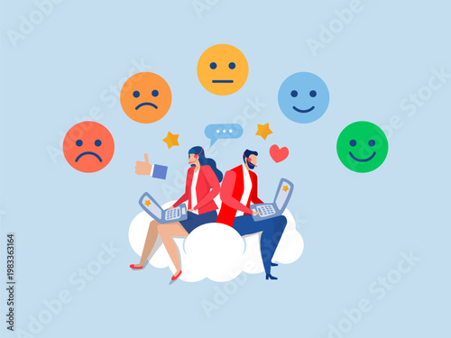 Business people checkbox about experience and Customer rating concept. Feedback from consumer for liking product and service vector