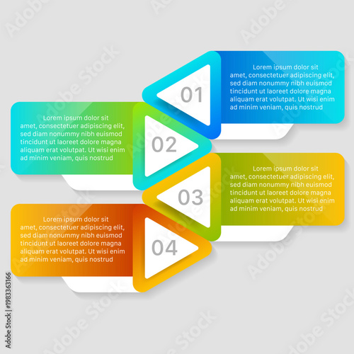 Colorful arrow infographic template with four steps process layout