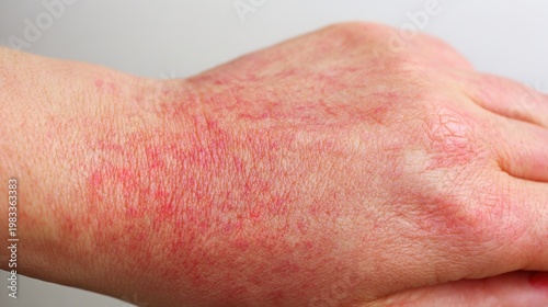 Eczema Medical Illustration Showing Inflamed, Itchy and Dry Skin Condition, Detailed Visualization of Atopic Dermatitis with Rash and Irritation, Dermatological Disorder Resource 