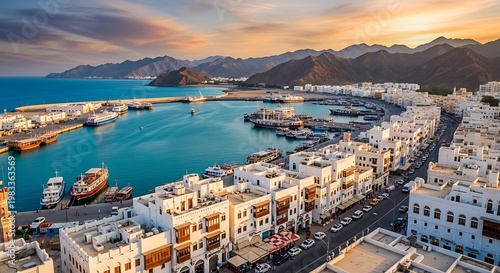 Muscat, Oman - A Coastal Cityscape at Sunset.