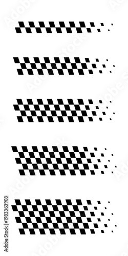 Dynamic racing flag design with dispersing black and red checkered pattern for speed icon. for motorsport, racing, finish line, motorsport, competition concept vector illustration