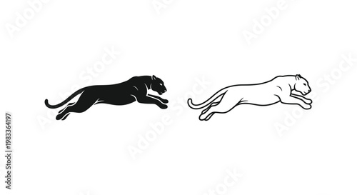 Black vs White Running Dogs Illustration Vector