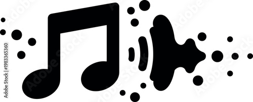Sound Wave Icon with Music Note and Sound Effect Illustration