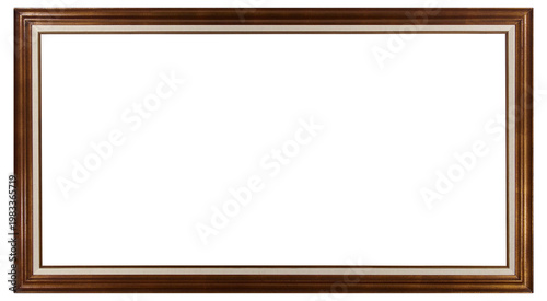 Lacquered wood picture frame in PNG format on a transparent background.