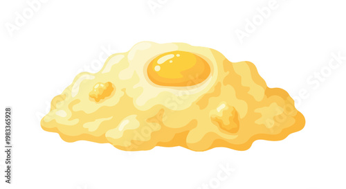 Stylized illustration of a solitary fried egg with a vibrant yolk and fluffy whites against a plain background