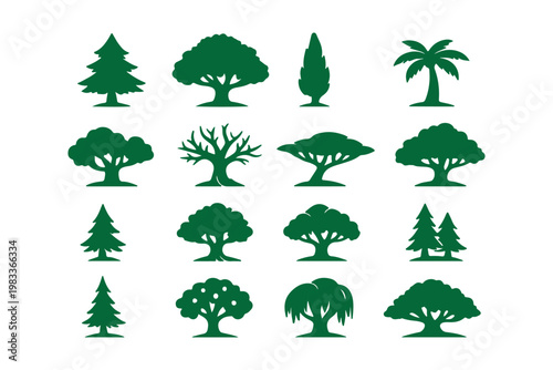 tree silhouettes on white background volume 
