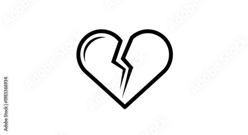 Broken heart symbol isolated on white concept of love sadness and loss