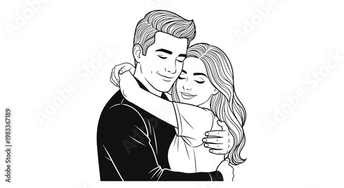 Couple in embrace vector illustration depicting affection and connection