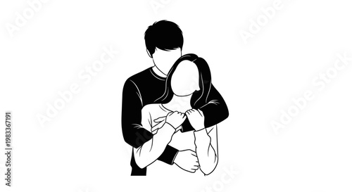 Couple in embrace vector illustration of affection and connection