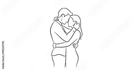 Couple in embrace vector illustration of affection and connection