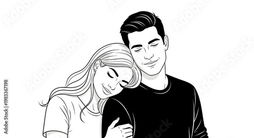 Couple in embrace vector illustration of love affection and relationship