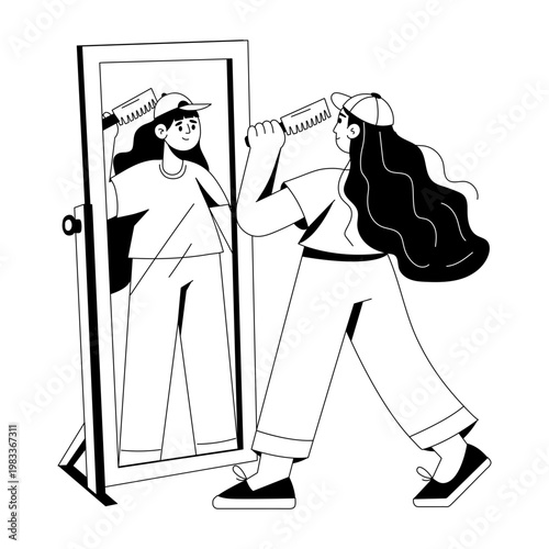 A glyph style illustration showing a person getting ready 