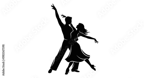 Elegant silhouette of a dancing couple on white background vector illustration