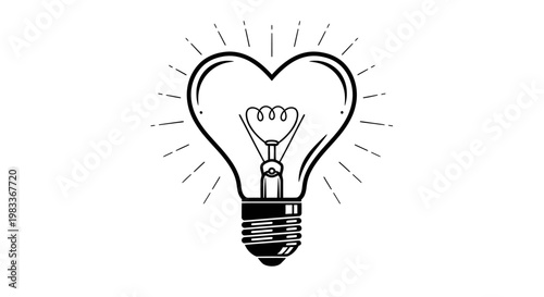 Heart shaped lightbulb illustration creative idea concept inspiration vector
