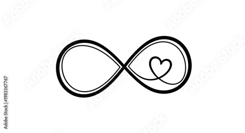 Infinity symbol with heart design representing eternal love and connection