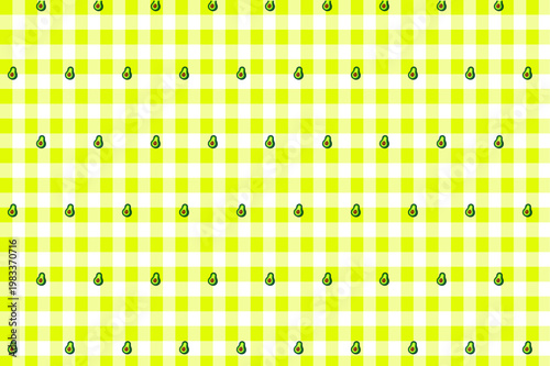 cute lime gingham avocado seamless pattern background design
